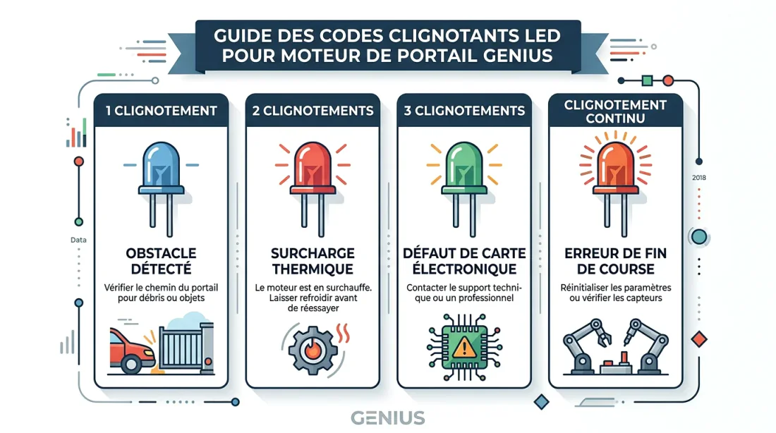 Gros plan main tenant un multimètre devant une carte électronique de motorisation de portail Genius