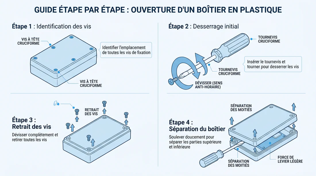 Schéma technique montrant l'ouverture du boîtier d'une machine à café