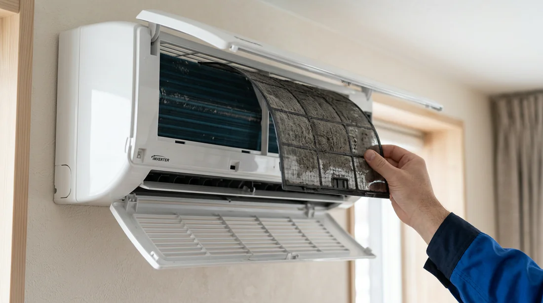 Nettoyage et entretien des filtres à air encombrés d'une climatisation