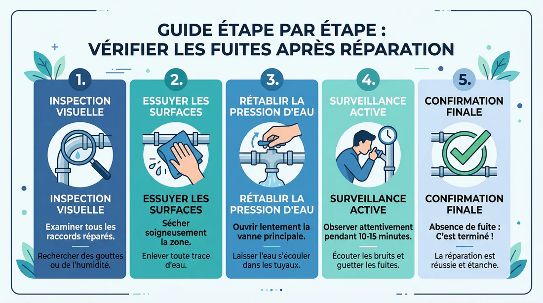 Infographie des étapes de vérification d'une fuite d'eau
