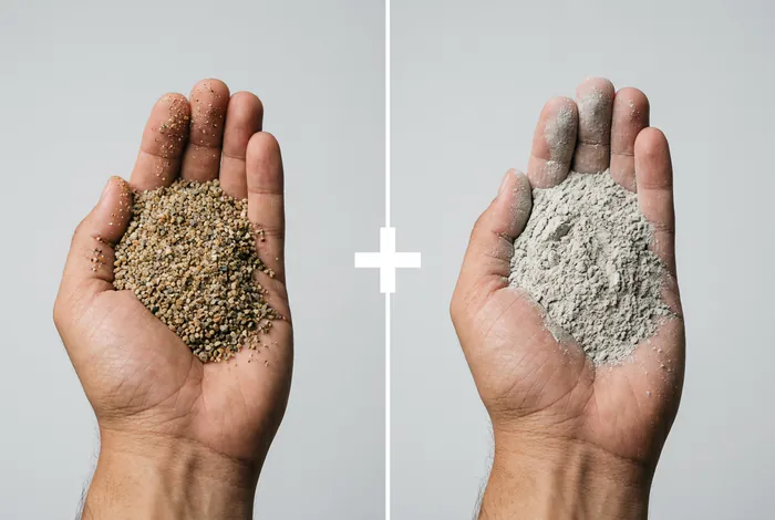 Mélange de sable et ciment pour mortier