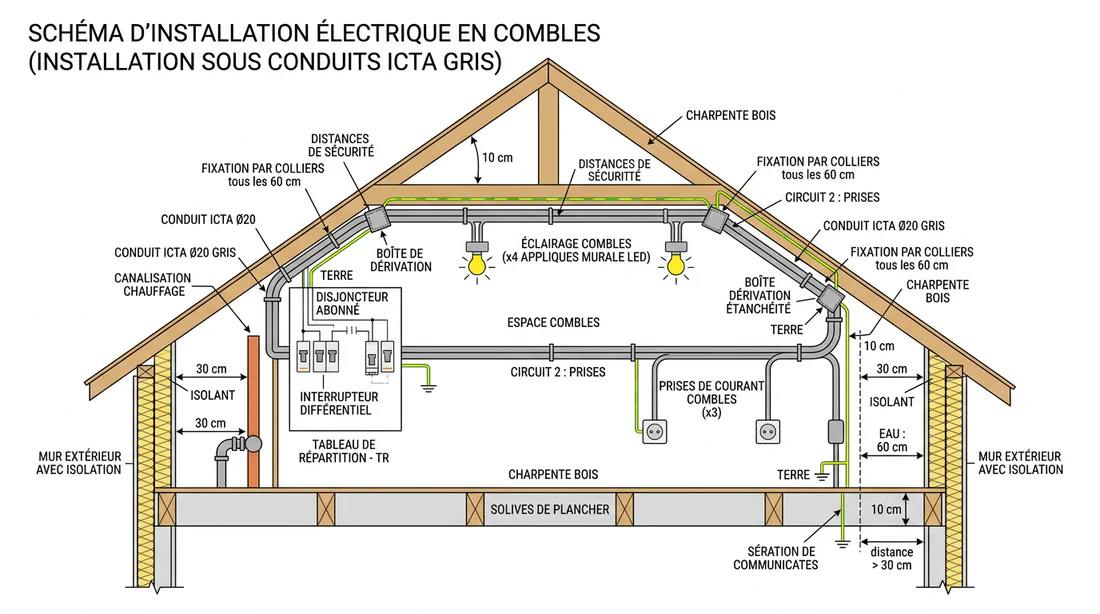 Schéma technique de pose sous gaine ICTA