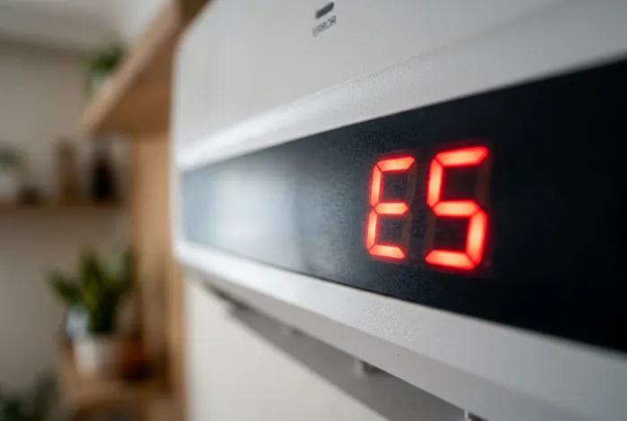 Gros plan sur l écran de climatiseur affichant le code E5