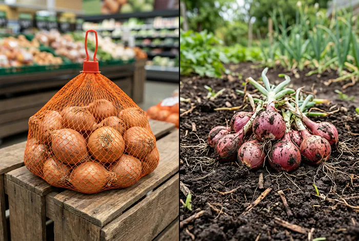 Comparaison entre échalotes de supermarché et échalotes de potager
